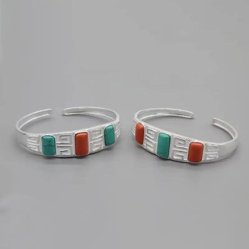 

Специально разработанный монгольский элемент женский бирюзовый браслет Тибетский Кочевник характерные ювелирные изделия в национальном стиле