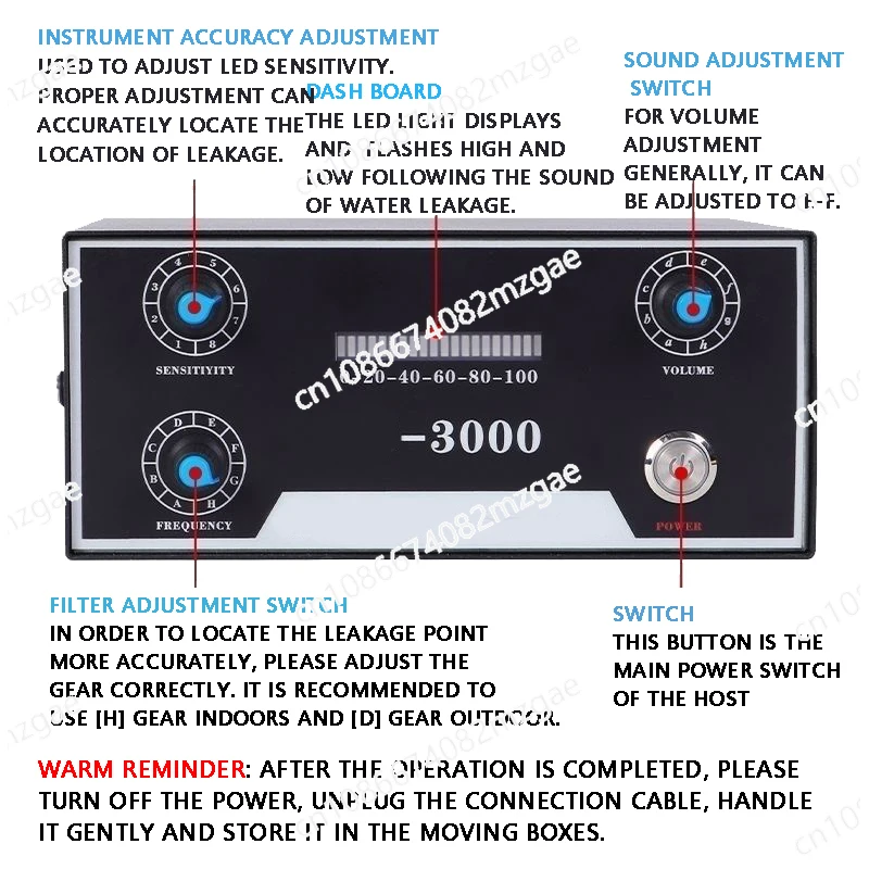 FT3000 Детектор утечек настенных труб Инструмент для обнаружения и воды в помещении