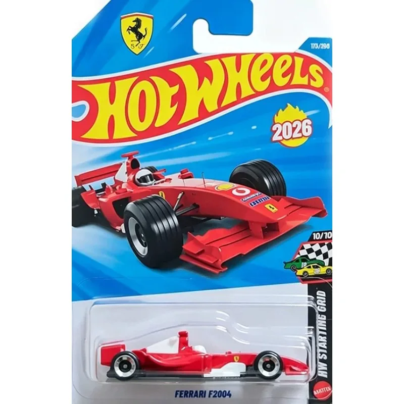 Фото Оригинальная модель Hot Wheels Ferrari F2004, красный автомобиль, масштаб 1/64, литая под давлением, серия HW Starting Grid, металлическая модель-игрушка, коллекция 2026M, подарок на день рождения, №173. №1
