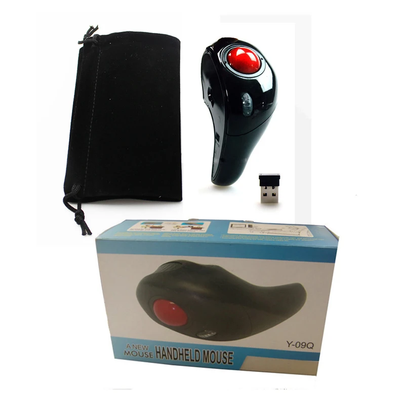 CHUYI Wireless Trackball Mouse Vertical 2.4GHz Digital Thumb-Controlled Mause 10M Handheld 1600 DPI Track Ball Optical Mice images - 6