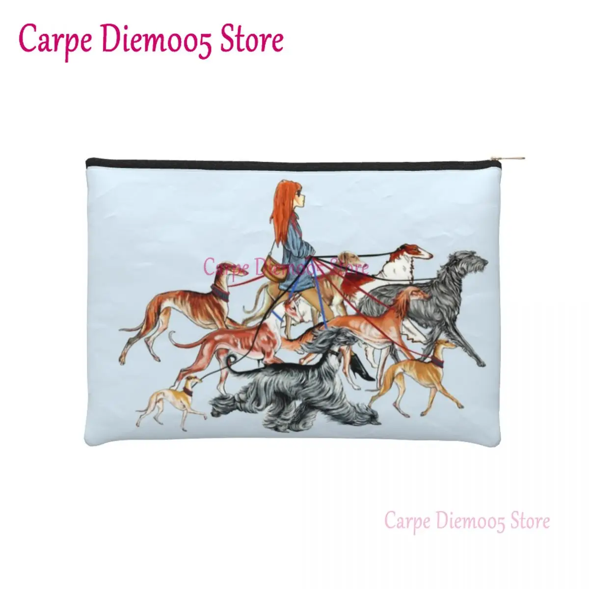 

Walking The Sighthounds Toiletry Bag for Women Greyhound Whipppet Dog Cosmetic Makeup Organizer Lady Beauty Storage Dopp Kit Box