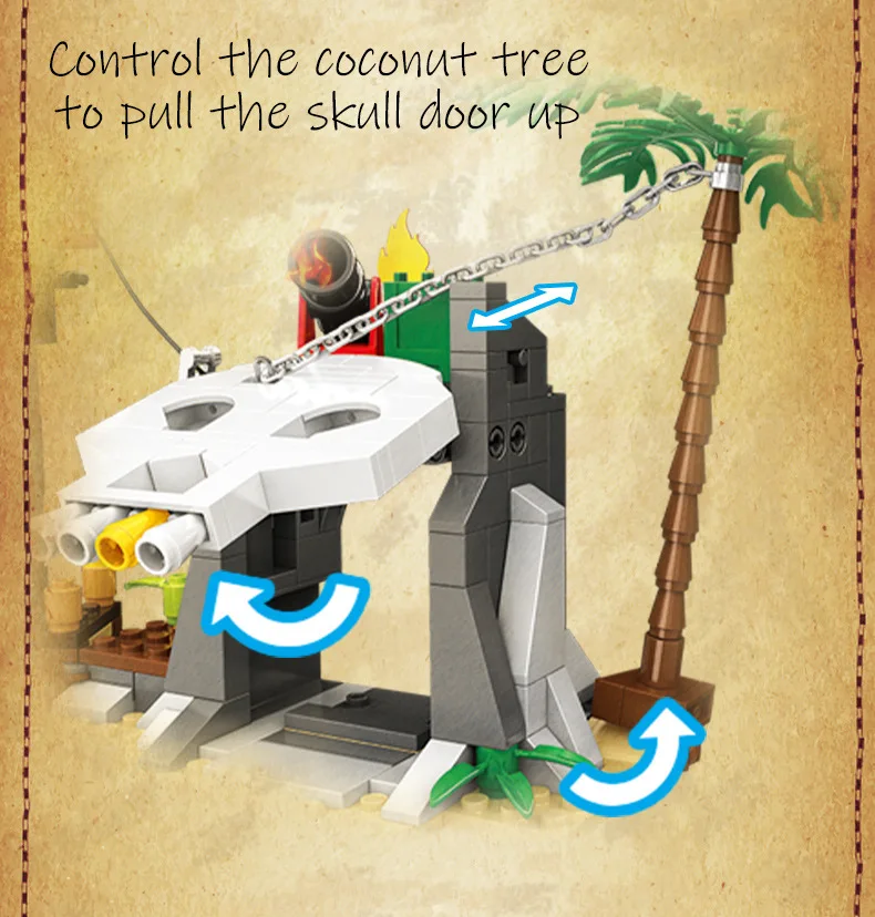 Мини-лодка на пиратский остров приключения блок сделай сам пушка кокосовое