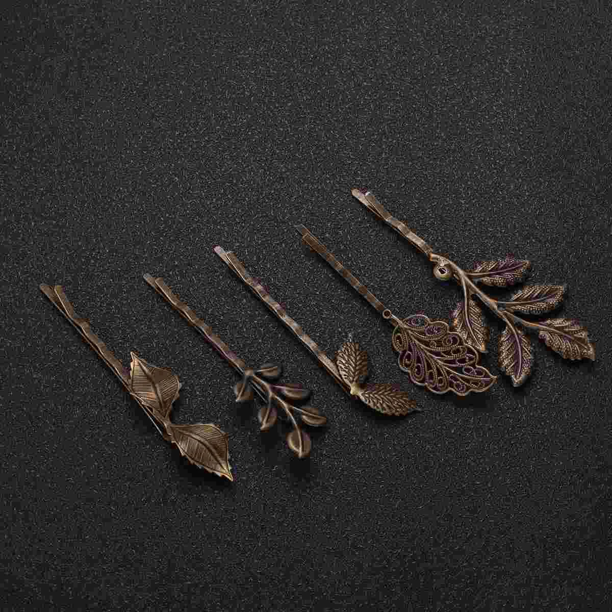 

Hair Leaf Bobby Bronze Clip Vintage Barrettes Clips Retro Hairpin Minimalist Pin Women Metal Leaves Decorative Wedding Hollow