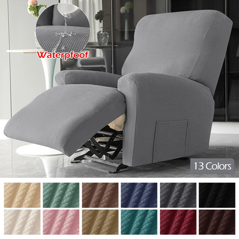 

LEVIVEl Waterproof Sofa Cover Jacquard Elastic Plain Recliner Armchair Furniture Protector For Living Room Home 1/2/3 Seater