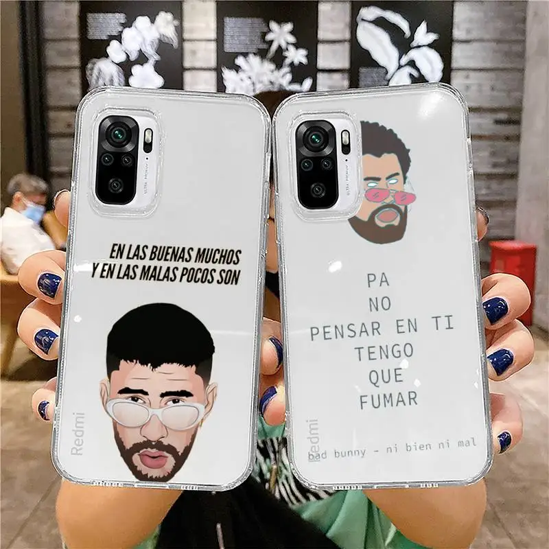 

Bad Bunny - Yonaguni Phone Case For Xiaomi 11 Redmi Note 10 9 8 7 pro lite T A S 10T 9A 9S 8T Pro 4G Transparent Coque Funda