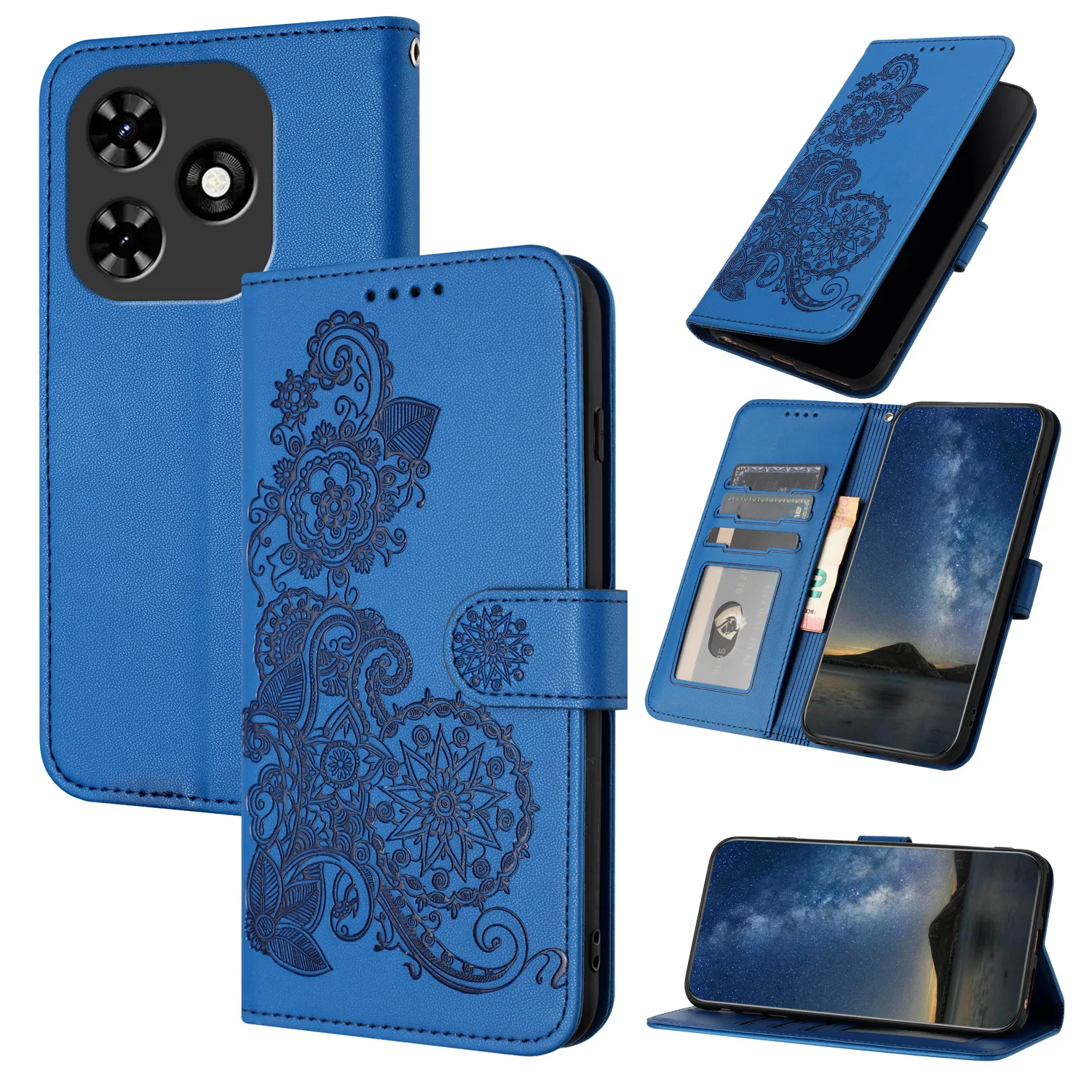 Фото Кожаный флип-чехол Sunflower для Nubia V80 Design Max V70 Vita V60, умный чехол-кошелек с ремешком на запястье, 3 слота для карт, Coque №5