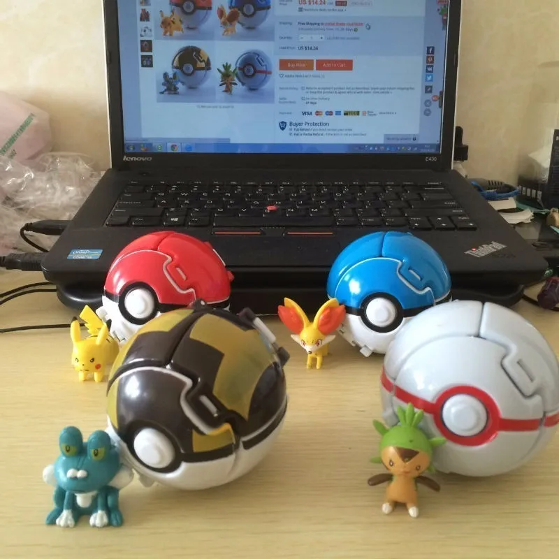 

Hot Genuine Pokémon Ejection Elf Ball DollCartoon Cute Anime Figure Ornament Toy Pikachu Hand Model Children's Birthday Gift