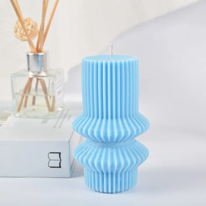 

Striped Pillar Candle Mold Handmade DIY Aromatherapy Fragrance Candle Silicone Mold 3D Geometic Soap Molds Plaster Wax Mould
