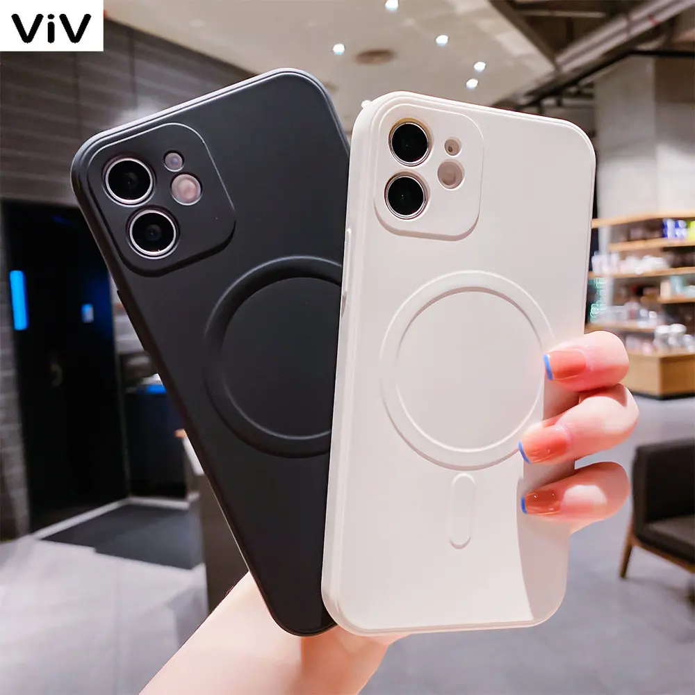 

For Magsafe Magnetic Wireless Charging Case For iPhone 14 13 12 11 Pro Max Mini X XR Xs 7 8 Plus Liquid Soft TPU Silicone Cover