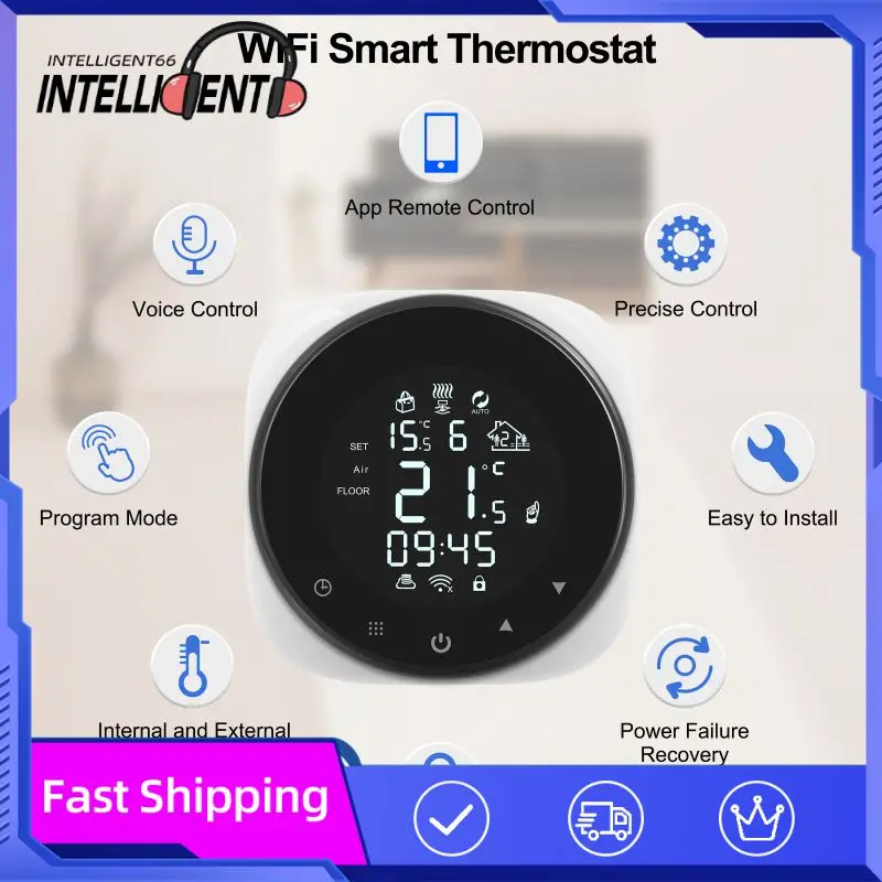 

Цифровой термостат для теплого пола, инфракрасный обогреватель с ЖК-дисплеем, Wi-Fi, совместим с Alexa Google Home