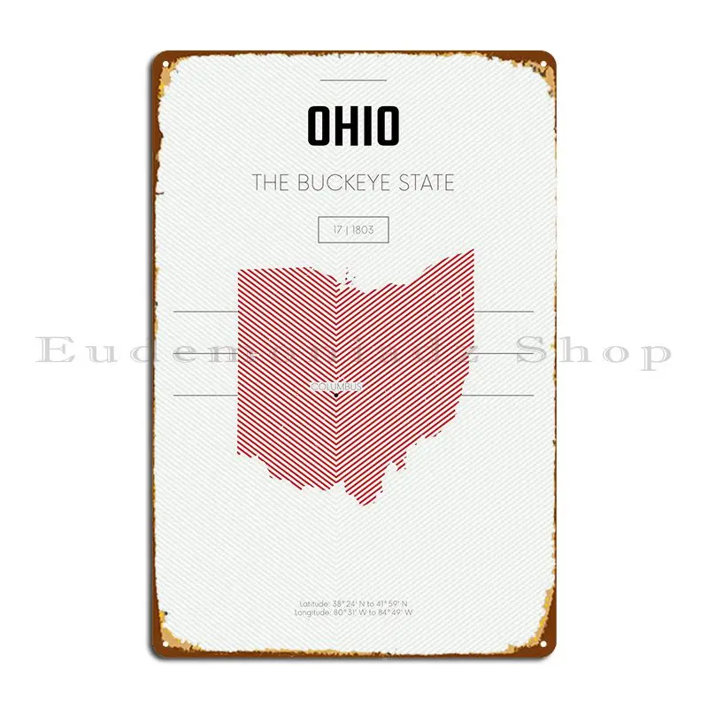 Металлическая табличка Огайо, настенный плакат, персонализированный Настенный декор, оловянный плакат