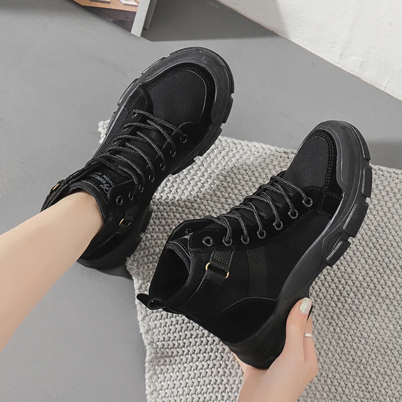 High Quality Platform Ankle Boots Women Breathable Lace-Up Non-Slip Desert Boots Woman Thick Bottom Casual Shoes Botas Mujer