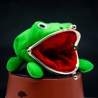 novelty adorable anime frog purse coin purse key chain cute plush frog cartoon fashion wallet for women bag accessories