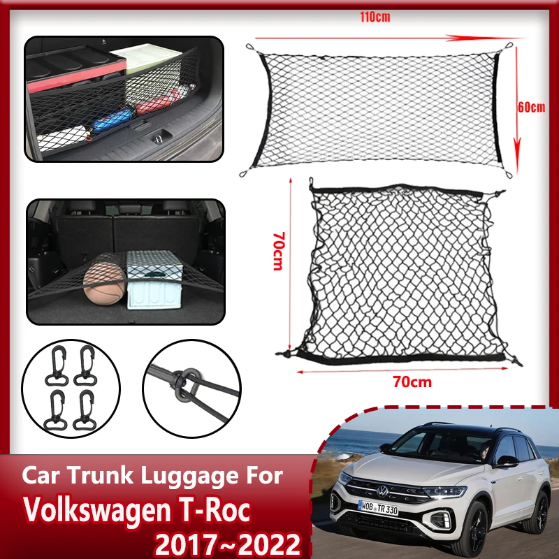 

Автомобильные аксессуары для Volkswagen T-Roc VW TRoc T Roc A11 AC7 2017 ~ 2022, сетчатые крючки для багажника, сетчатые аксессуары для хранения груза