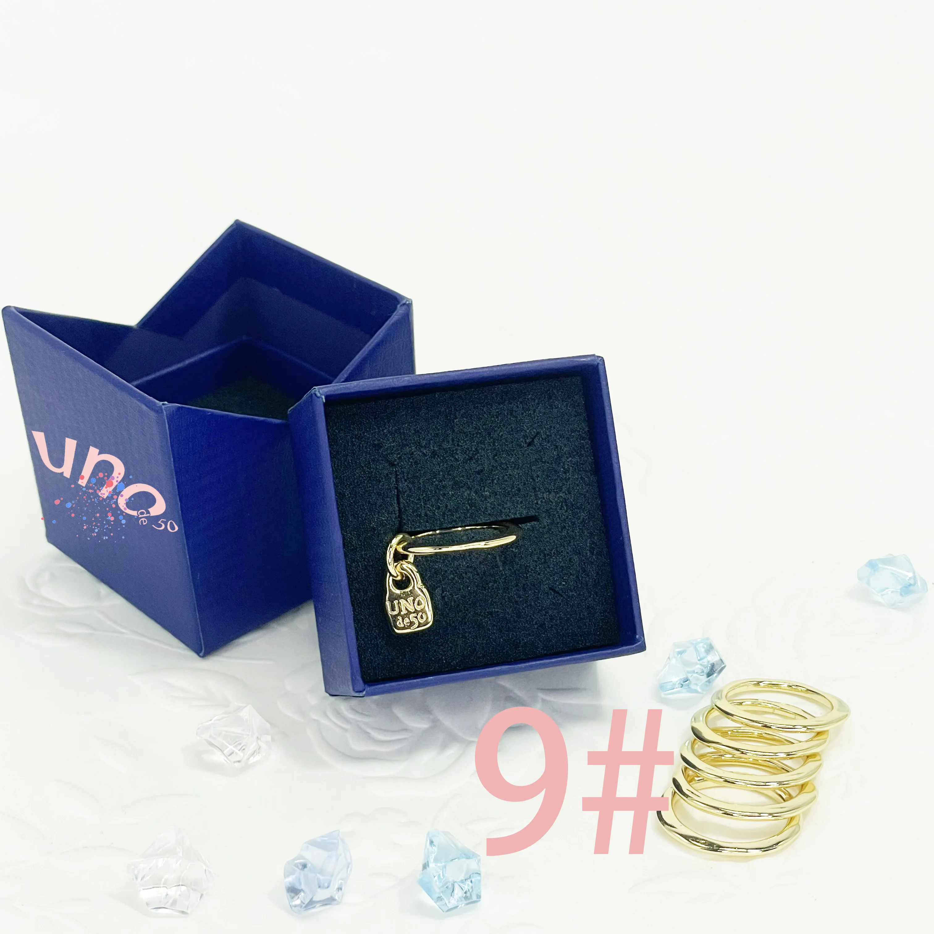 UNOde50 2023 Новое Европейское И Американское Трендовое Шестирядное Золотое Кольцо