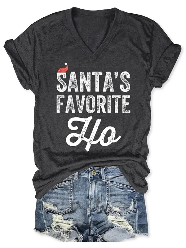 

Women's Santa's Favorite Ho V-Neck T-Shirt