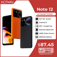 HOTWAV Note 12 Smartphone 6.8'' HD+ Android 13 8GB+128GB Octa-Core Mobile Phone 48MP NFC 6180mAh PD3.0 20W Charging Cellphone