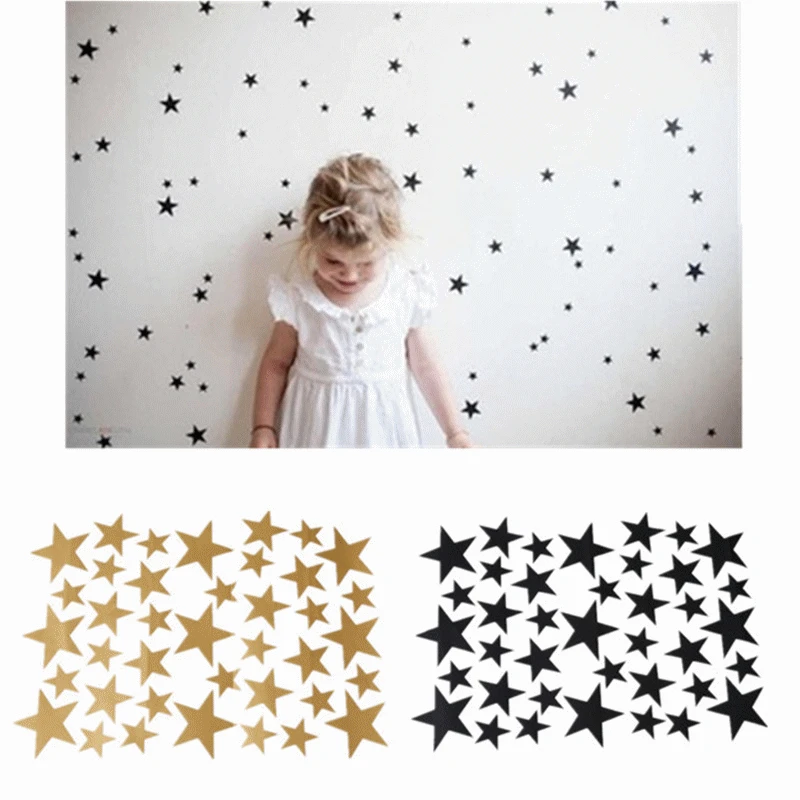 

39 Star Gold Silver Black White Stars Pattern PVC DIY Wall Art Decals For Kids Room Decoration Wall Stickers Home Decor