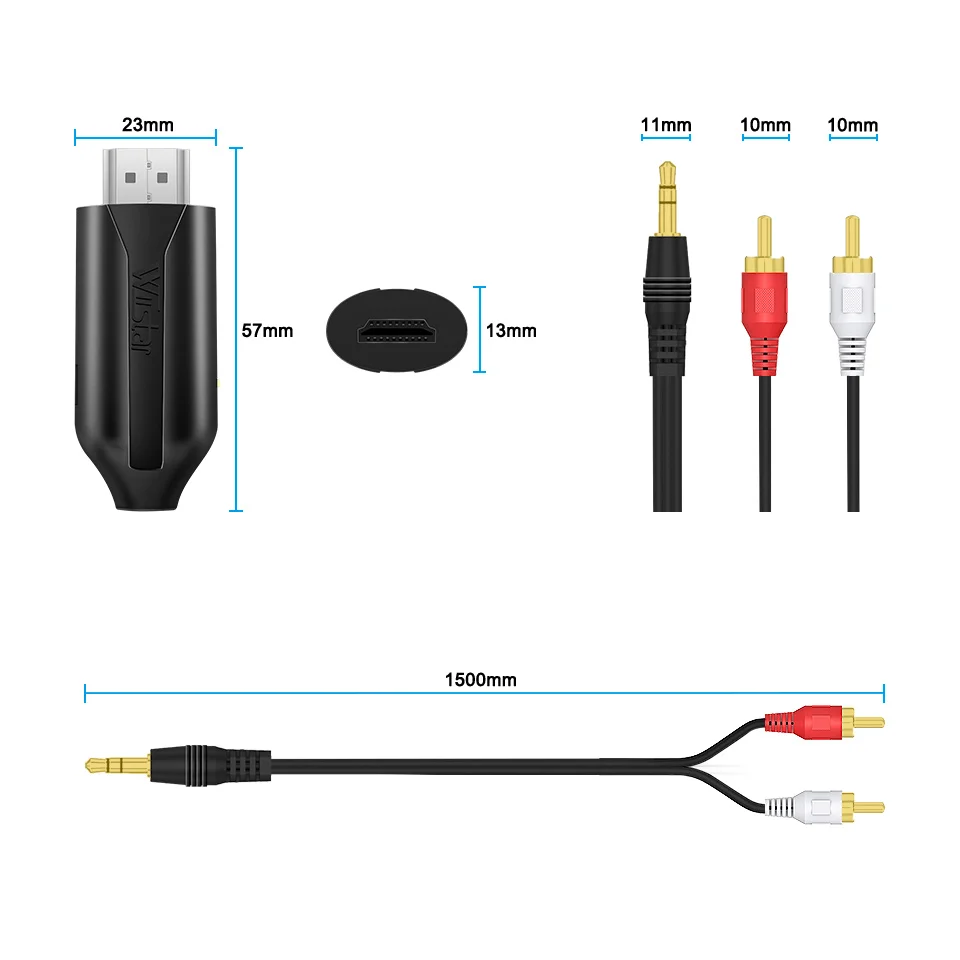 Фото Аудиоконвертер HDMI ARC (экстрактор звука) с выходом L/R Stereo 3.5 мм и каналом обратной связи ARC, 1.5 м / 4.92 фута, для HDTV и саундбаров №1