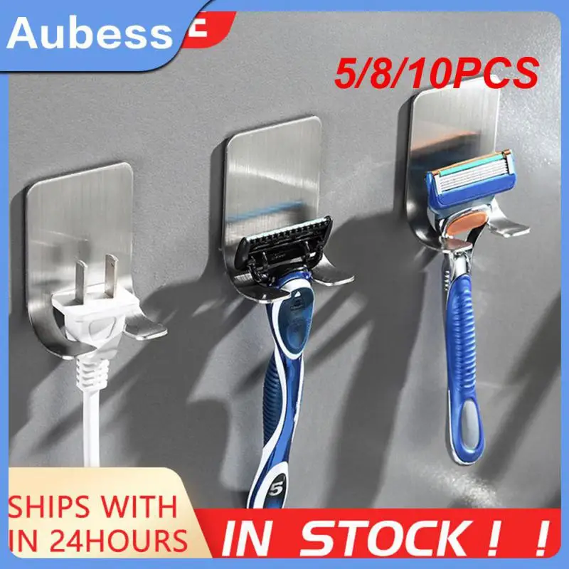 

5/8/10PCS Stainless Steel Storage Hook Storage Holder Stand Organizer Hanger Hooks Razor Holder