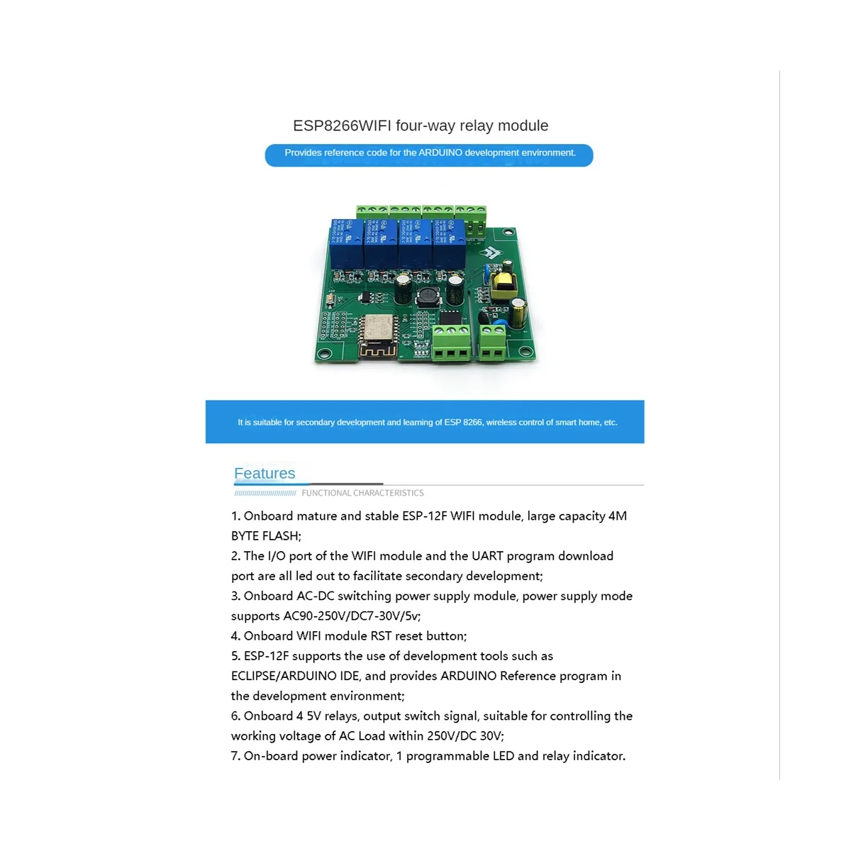 4-канальный беспроводной Wi-Fi релейный модуль ESP8266 Женская плата разработки