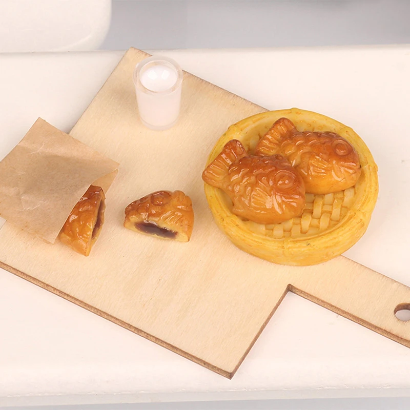 

1 Набор 1:12 Миниатюрный Кукольный домик, фаст-фуд, молоко Taiyaki с лотком, модель, кухонные аксессуары для кукольного домика, Декор, детские игру...