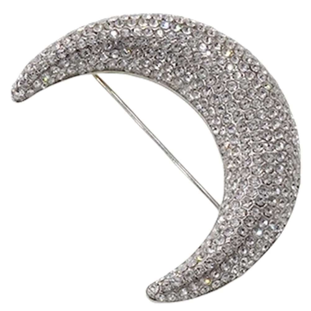 

Full Diamond Moon Brooch Pin Clothes Lapel Backpack Decor Ornament Suit Alloy Hat Miss Womens Clothing