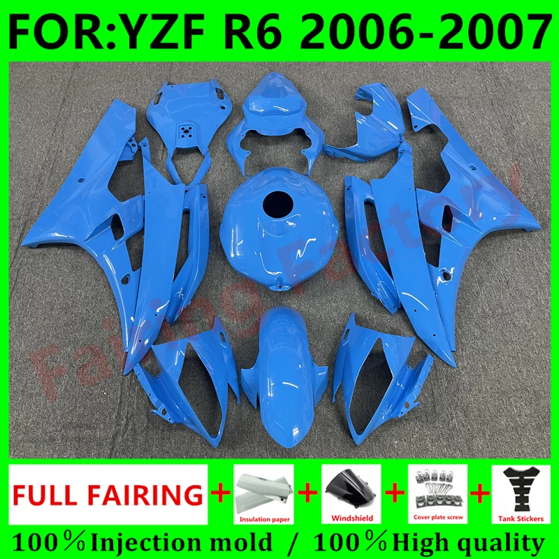 

NEW ABS Motorcycle Injection mold full Fairing Kit fit For YZF R6 2006 2007 YFZ-R6 06 07 Bodywork Fairings kits set blue