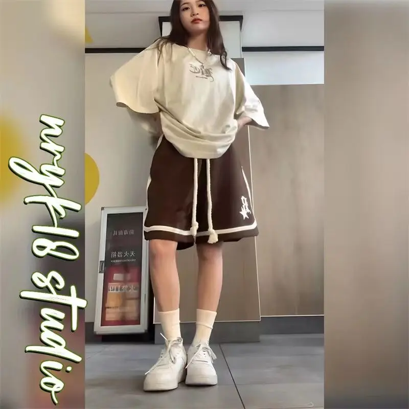 Wakamono American Shorts Women's Summer Cropped Pants 2023 New Hip Hop Capris Casual Sports Baggy Black Shorts Short Sporty