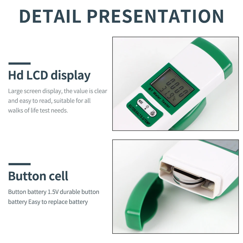 Bluetooth 5-в-1 Тестер Качества Воды Tds Ec S.g Измеритель Температуры Солености Ph Цифровой