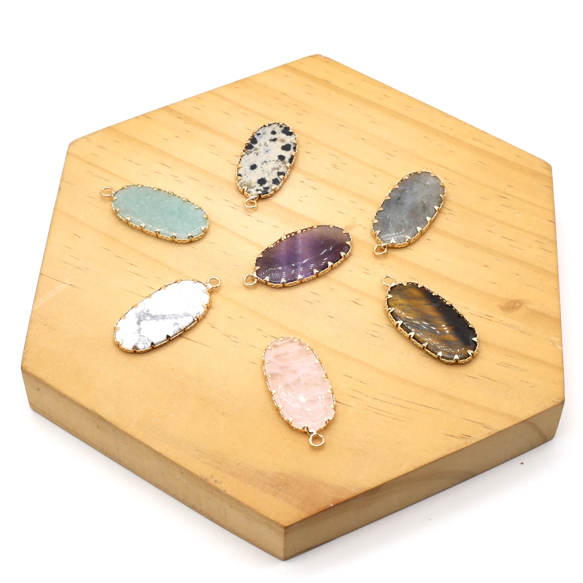 

Oval Semi Precious Natural Fluorite Tiger Eye Stone White Turquoise Pendant Jewelry Necklace As A Charming Gift for Women