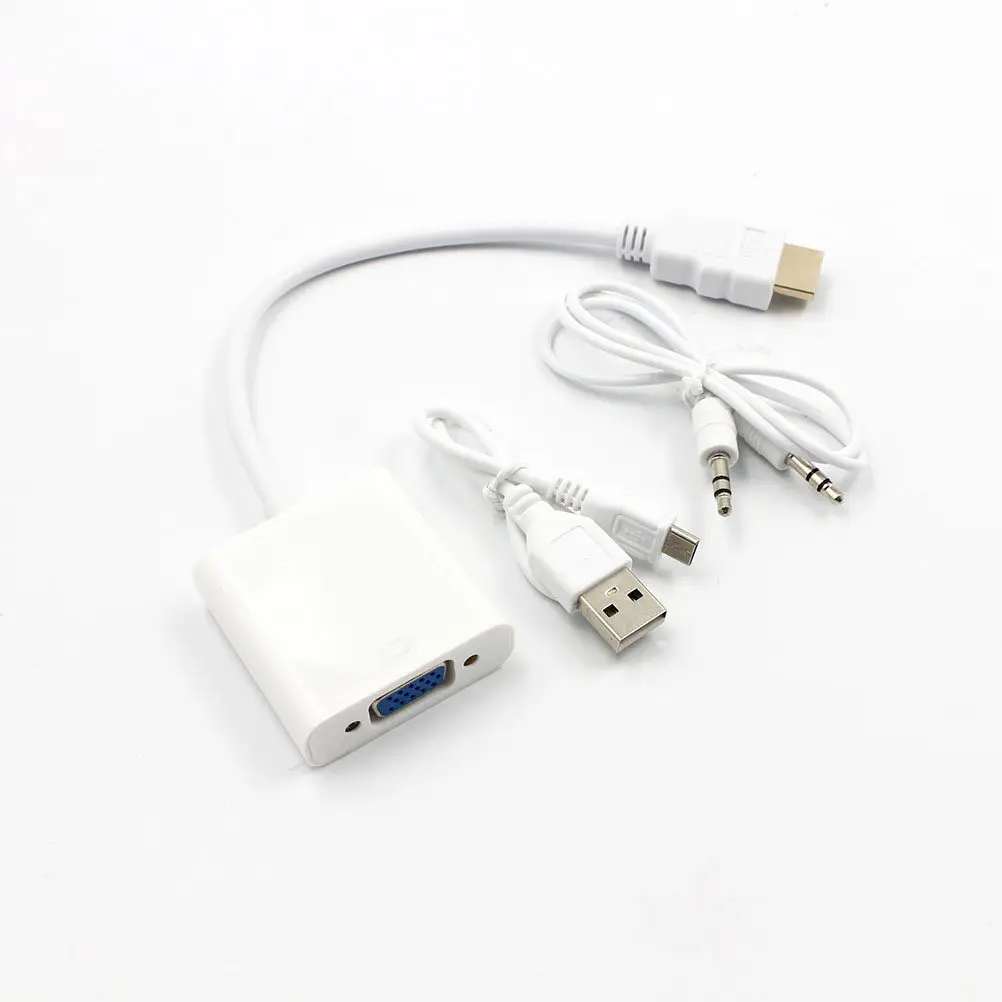 Фото Адаптер VGA Full HD 1080P с USB-портом для зарядки, для компьютера, ноутбука, планшета, монитора, проектора, видео- и аудиовыхода №2