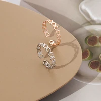 lats gold color hollowed out heart shape open ring design cute fashion love jewelry for women girl child gifts adjustable