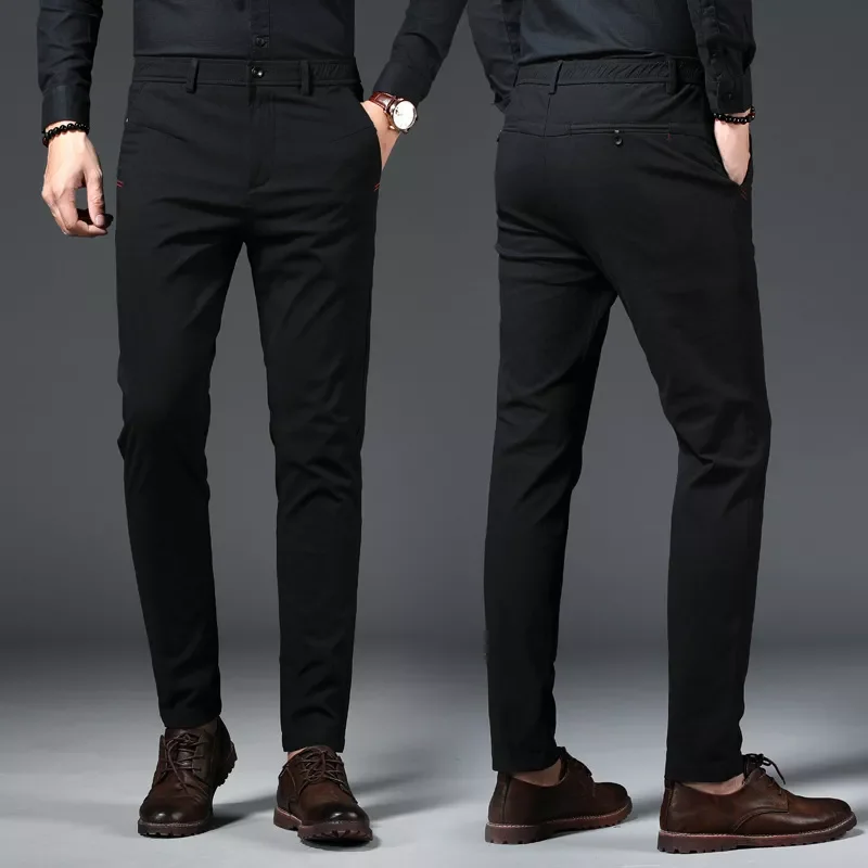 

2023New Quality Men's Bamboo Fiber Regular Casual Pants Spring New Business Straight Stretch Trousers Male Japanese Fashion
