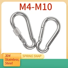1/2/5Pcs M4 M5 M6 M8 M10 304 Stainless Steel Spring Snap Carabiner Quick Link Lock Ring Hook snap shackle Chain Fastener Hook