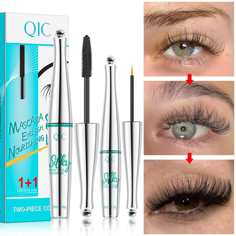 

Eyelash Growth Enhancer Mascara Set Nourishing Longer Lashes Growth Liquid Essential Oil Waterproof Mascara Makeup Cosmetic