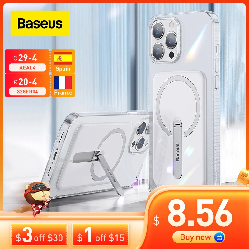 

Baseus Magnetic Phone Case For iPhone 13 Pro Max Case Transparent Bracket Case Phone Covers for iPhone 13 Pro Magnet Back Cover
