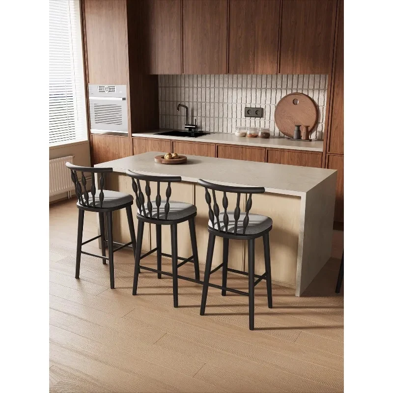 Фото Ретро-стул из импортного ясеня, средневековый дизайн, высокая спинка, для бара. №4