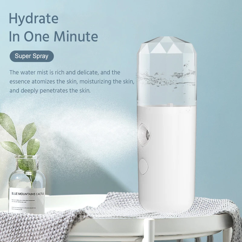 

Nano Mist Facial Steamer Handy Cool Spray Face Hydration Sprayer Humidifier Nebulizer Beauty Instrument PureWater Milk Available