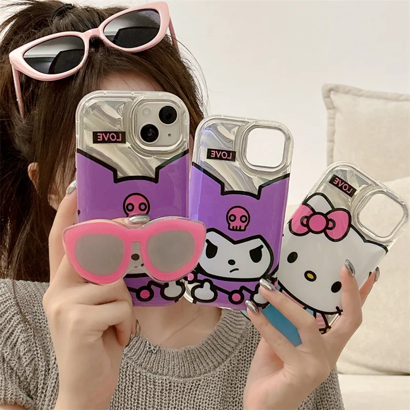 

Чехол для телефона Sanrio Kuromi Hello Kitty для Iphone 14 13 12 11 Pro Max, держатель для солнцезащитных очков, подходящий для различных моделей