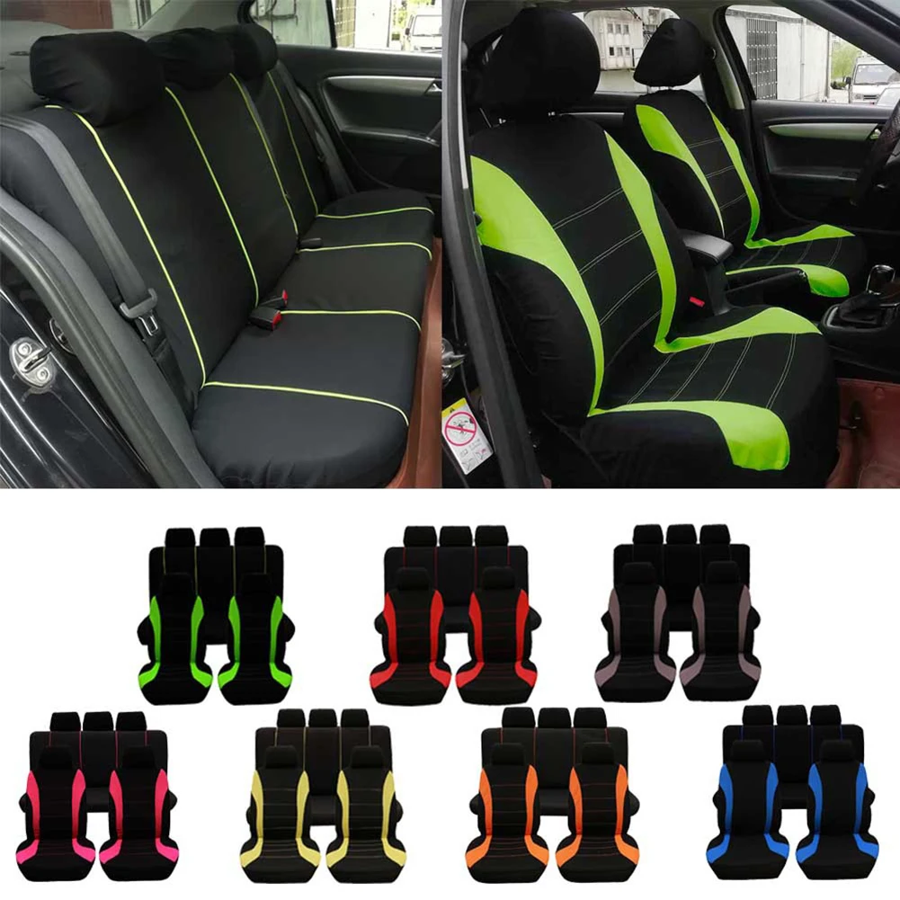 

9PCS Car Seat Covers Universal Most Brand Vehicle Seats Car Seat Protector Interior Accessories Automobiles Seat Headgear Covers