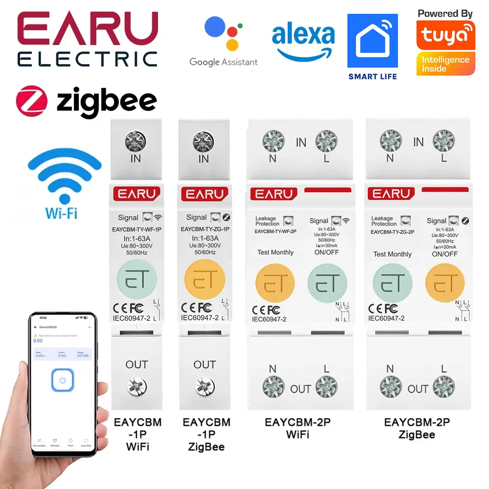 EARUELECTRIC  EAYCBM-T-1P/2P Умный автоматический выключатель