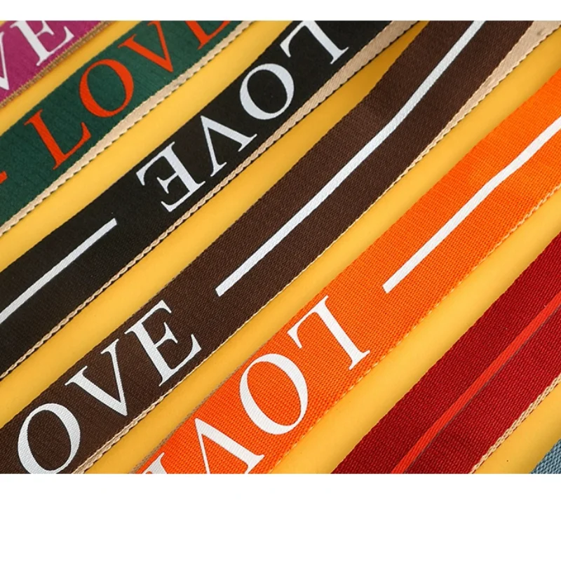 3.8cm Wide Women Fashion Shoulder Bag Strap Adjustable Replacement Messenger Purse Crossbody Belt Love Pattern Nylon Bag Parts