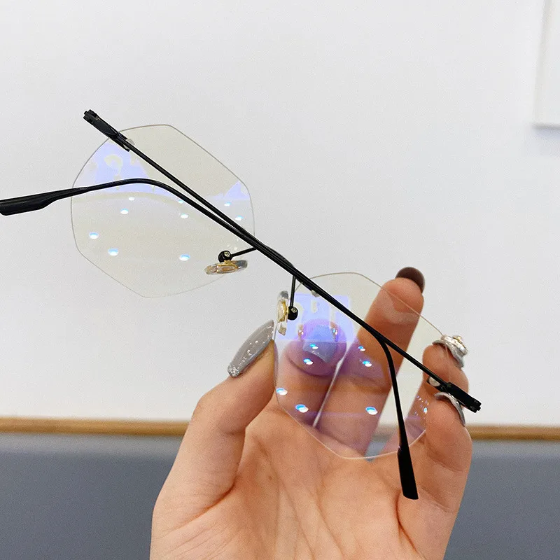 

Blue Llight Blocking Rimless Glasses Frame Women Spectacle Myopia Transparent Glasses Men EyeGlasses Optical Frames