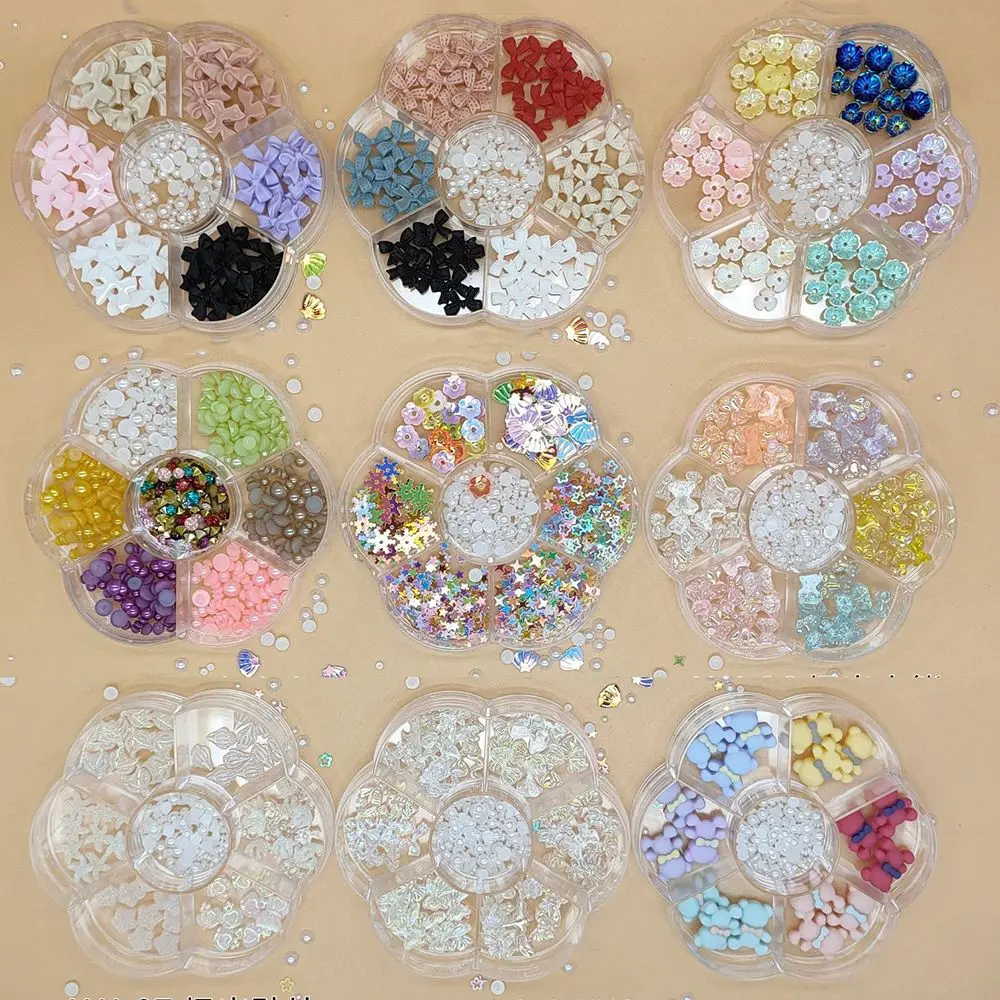 

Aurora Beads Bear Shell Flakes Sequins 3D Nail Art Decorations Nail Charms Set DIY Manicure Accessories Nail Jewelry