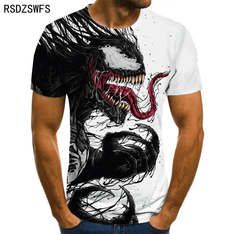 

Men's Summer Cartoon Venom Pattern T-Shirt Men and Women 3D Printing Casual Round Neck Short Sleeve Fashion Streetwear Summer To