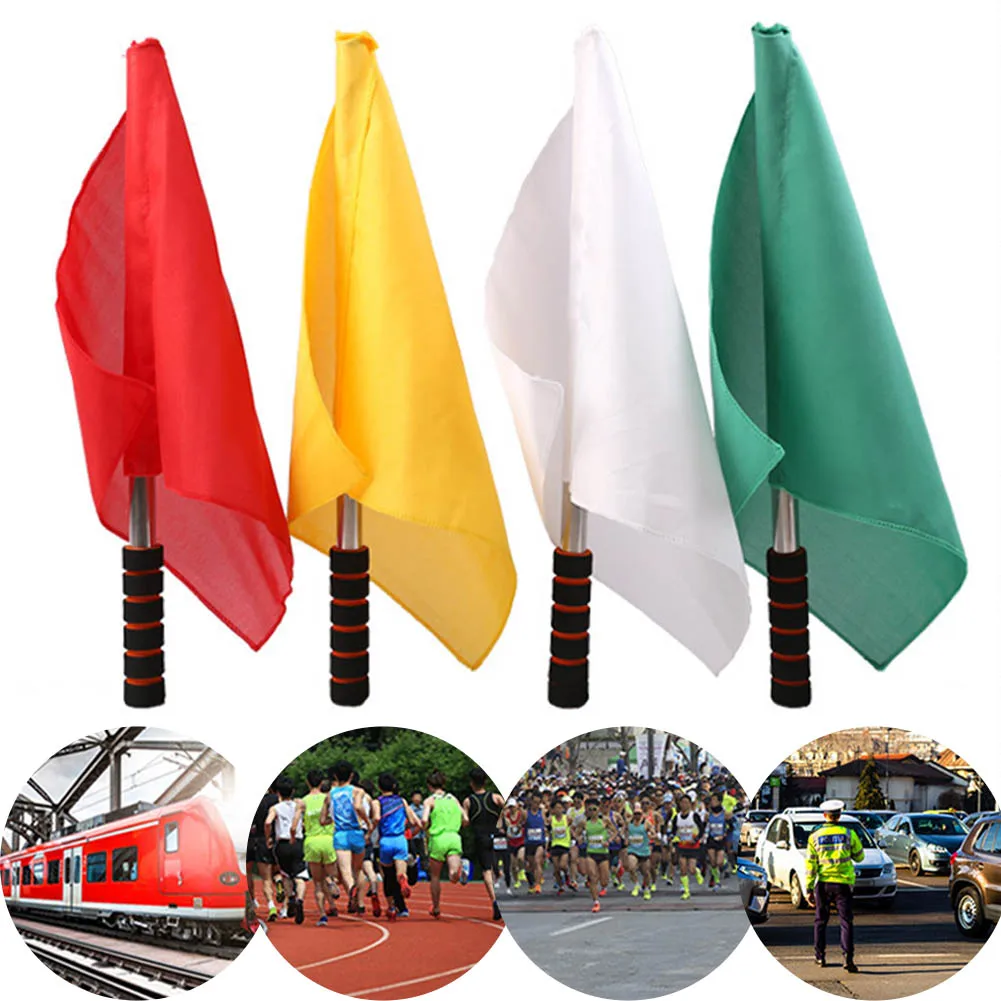 

Soccer Referee Flags Football Linesman Flags Sports Game Referee Equipment Nylon Grips Team Sports Football Accessories