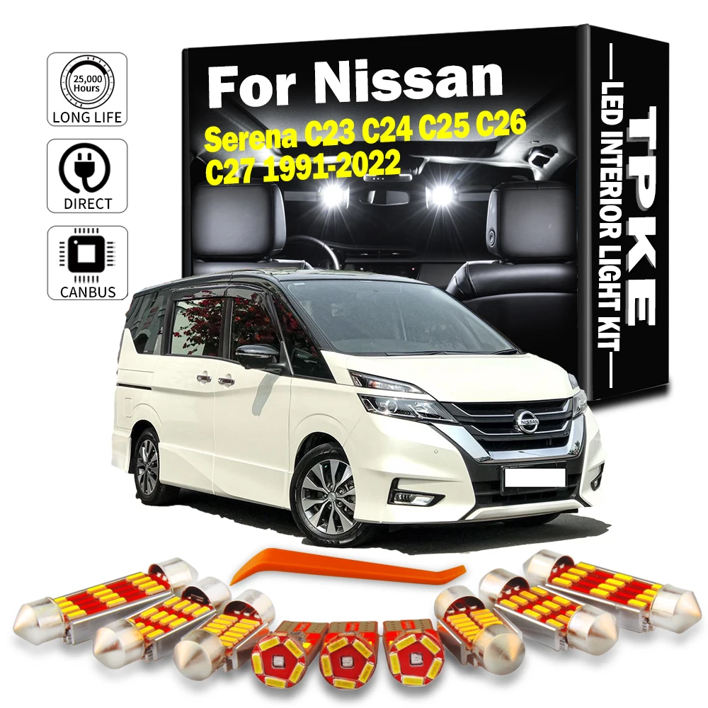

TPKE For Nissan Serena C23 C24 C25 C26 C27 1991 - 2017 2018 2019 2020 2021 2022 LED Interior Reading Dome Trunk Light Bulb Kit