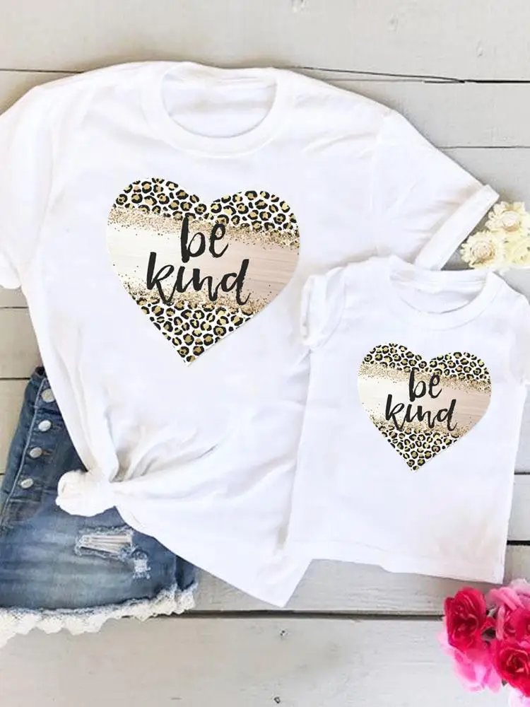 

Leopard Love Heart 90s Family Matching Outfits Women Love Kid Child Summer Mom Mama Mother Tshirt Tee T-shirt Clothes Clothing