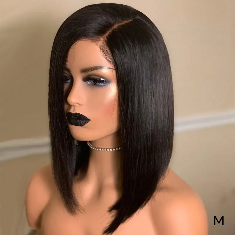 

Synthetic Silky Straight Wig 14 inch Blunt Short Bob Lace Front Wig for Black Women Babyhair Glueless PrePlucked Cosplay Wig